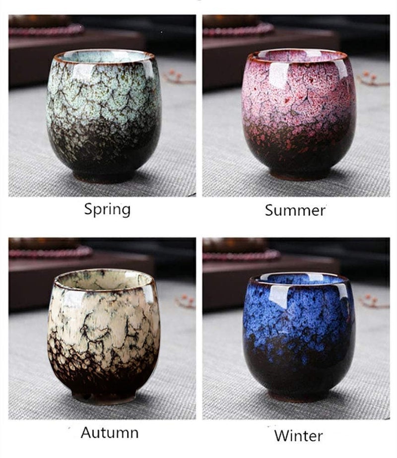 Lxuwbd Jianzhan Ceramic Teacup, Kung Fu Tea Set, Coffee cupï¼ŒYerba Mate Set Ceramic Mate CupSet of 4 (4 colors) - Image 5